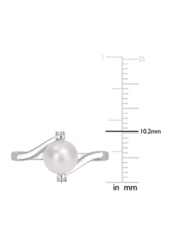 Deals 😀 Lab Created 7-7.5mm Freshwater Cultured Pearl and Created White Sapphire Bypass Ring in Sterling Silver by Belk & Co. 🛒 -DealsBelk & Co. Store Belk 12201