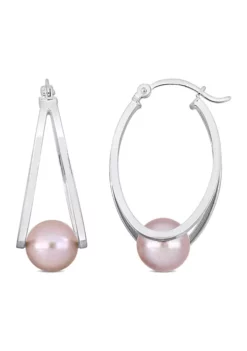 Best reviews of 😉 8-8.5mm Freshwater Cultured Pink Pearl Hoop Earrings in Sterling Silver by Belk & Co. 🛒 -DealsBelk & Co. Store Belk 12207
