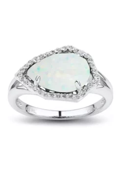 Cheapest 👏 Created Opal and White Topaz Ring in Sterling Silver by Belk & Co. 😍