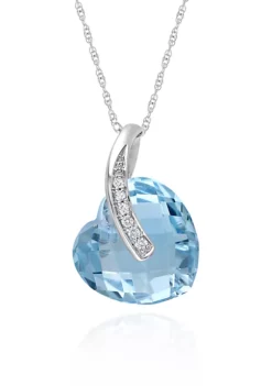 Best deal 🎉 10k White Gold Blue Topaz Heart Pendant by Belk & Co. 🧨 -DealsBelk & Co. Store Belk 12228