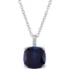 Coupon ⭐ 4.35 ct. t.w. Sapphire and 1/10 ct. t.w. Diamond Chain Pendant Necklace in Sterling Silver by Belk & Co. ⌛