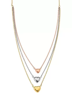 Coupon 🥰 Three Heart Necklace in 14K Tri-Tone Gold by Belk & Co. ✨