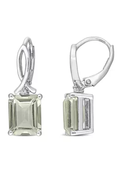New 😀 Green Quartz and White Topaz Drop Earrings in Sterling Silver by Belk & Co. 👏 -DealsBelk & Co. Store Belk 12256