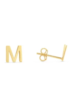 Deals 🧨 14KY Yellow Gold Initial-M Post Earring by Belk & Co. ❤️
