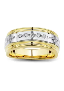 Best deal 🎉 1/5 ct. t.w. Diamond Gents Ring in 10K Yellow and White Gold by Belk & Co. 🛒