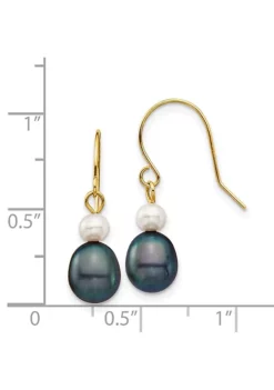 New 😀 14K Yellow Gold 4-7mm White/Black Round/Rice Freshwater Cultured Pearl Dangle Earrings by Belk & Co. 🎉 -DealsBelk & Co. Store Belk 12287