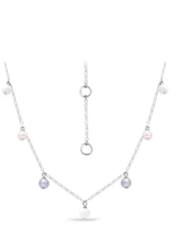 New 🌟 Fresh Water Multi Color Pearl Drop Station Necklace in Sterling Silver by Belk & Co. ⭐