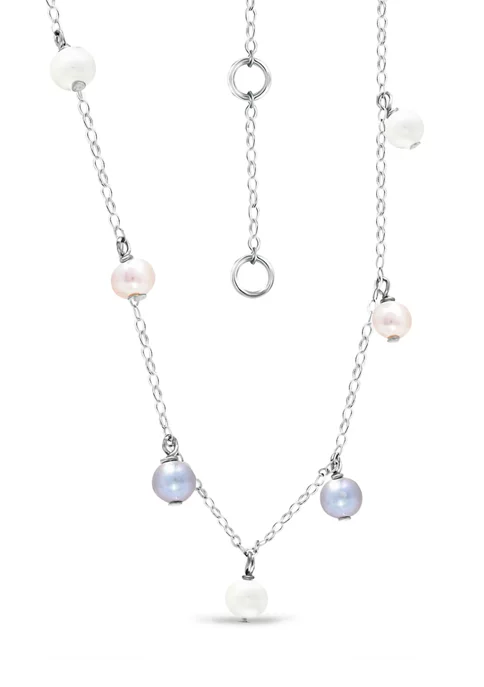 New 🌟 Fresh Water Multi Color Pearl Drop Station Necklace in Sterling Silver by Belk & Co. ⭐ 3 New 🌟 Fresh Water Multi Color Pearl Drop Station Necklace in Sterling Silver by Belk & Co. ⭐ - Image 3
