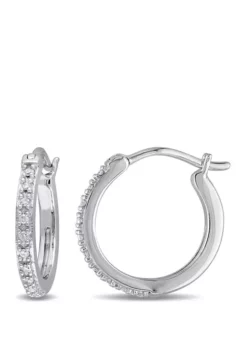 Budget ๐ 1/10 ct. t.w. Diamond Hoop Earrings in 10k White Gold by Belk & Co. โญ