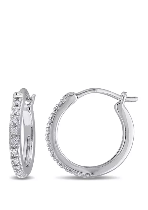 Budget 🎁 1/10 ct. t.w. Diamond Hoop Earrings in 10k White Gold by Belk & Co. ⭐ 3 Budget 🎁 1/10 ct. t.w. Diamond Hoop Earrings in 10k White Gold by Belk & Co. ⭐ - Image 3