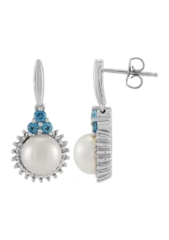 Brand new 👏 Freshwater Pearl and Blue Topaz Drop Earrings in Sterling Silver by Belk & Co. 🛒 -DealsBelk & Co. Store Belk 12300