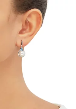 Brand new 👏 Freshwater Pearl and Blue Topaz Drop Earrings in Sterling Silver by Belk & Co. 🛒 -DealsBelk & Co. Store Belk 12301