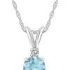 Brand new 😍 14K Gold 5mm Round Aquamarine Diamond Accent Pendant by Belk & Co. 🧨