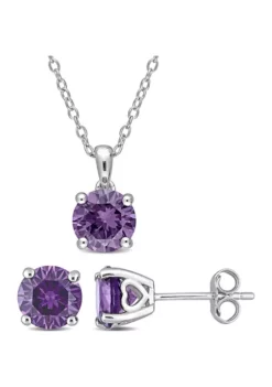 Best reviews of ❤️ Lab Created 4 4/5 CT TGW Created Alexandrite Solitaire Stud Earring and Pendant with chain Set in Sterling Silver by Belk & Co. 🔥