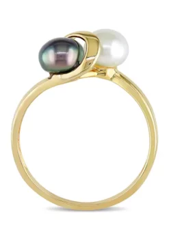 Wholesale 👍 White and Black Cultured Freshwater Pearl Ring in 10k Yellow Gold by Belk & Co. 🧨 -DealsBelk & Co. Store Belk 1234