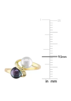 Wholesale 👍 White and Black Cultured Freshwater Pearl Ring in 10k Yellow Gold by Belk & Co. 🧨 -DealsBelk & Co. Store Belk 1236