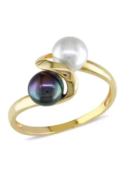 Wholesale 👍 White and Black Cultured Freshwater Pearl Ring in 10k Yellow Gold by Belk & Co. 🧨 -DealsBelk & Co. Store Belk 1237