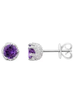 Best Pirce ✔️ Sterling Silver 6mm Round Amethyst Stud Earrings by Belk & Co. 🔔
