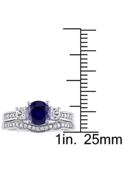Budget 👏 1.31 ct. t.g.w. Created Blue and White Sapphire and 1/7 ct. t.w. Diamond Bridal Ring Set in 10K White Gold by Belk & Co. 🔥 -DealsBelk & Co. Store Belk 12390