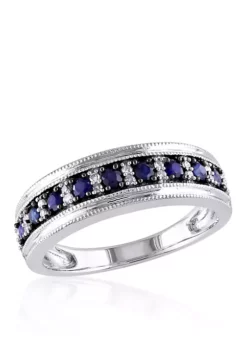 Coupon ✔️ 10k White Gold Sapphire and Diamond Band by Belk & Co. 🌟