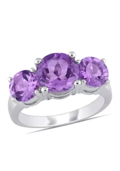 Best reviews of ❤️ 3 3/8 CT TGW Amethyst 3-Stone Ring in Sterling Silver by Belk & Co. 🎁