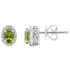 Outlet 🎁 Sterling Silver 6x4mm Oval Peridot Diamond Accent Halo Stud Earrings by Belk & Co. 🥰