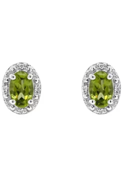 Outlet 🎁 Sterling Silver 6x4mm Oval Peridot Diamond Accent Halo Stud Earrings by Belk & Co. 🥰 -DealsBelk & Co. Store Belk 12408