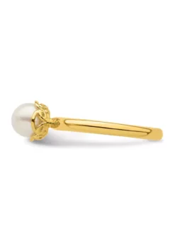 Budget 🛒 Sterling Silver Stackable Expressions White Freshwater Cultured Pearl Gold-plated Ring by Belk & Co. 💯 -DealsBelk & Co. Store Belk 12415