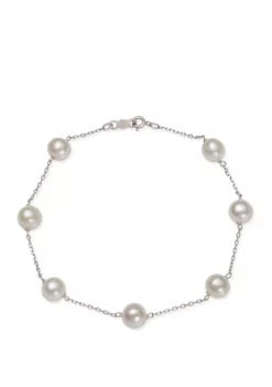 Deals 😉 6-7 Millimeter Cultured Freshwater Pearl Tin Cup 7.5 inch Bracelet in 10KT White Gold by Belk & Co. 🌟 -DealsBelk & Co. Store Belk 12421