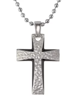 Brand new 🤩 Mens Stainless Steel 35mm Cross Pendant with Black Plating on 22 in. Ball Chain with Lobster Lock by Belk & Co. 😀 -DealsBelk & Co. Store Belk 12437