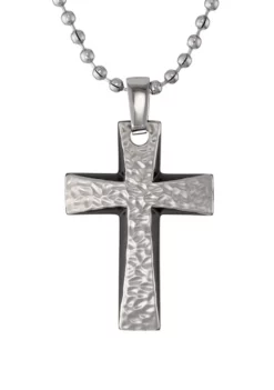 Brand new 🤩 Mens Stainless Steel 35mm Cross Pendant with Black Plating on 22 in. Ball Chain with Lobster Lock by Belk & Co. 😀 -DealsBelk & Co. Store Belk 12438