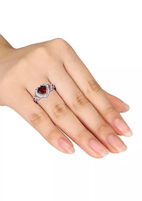 Best Sale 🥰 Garnet and Diamond Heart Ring in Sterling Silver by Belk & Co. 🔥 3 Best Sale 🥰 Garnet and Diamond Heart Ring in Sterling Silver by Belk & Co. 🔥 - Image 3