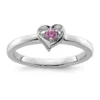 Discount 👍 1/10 ct. t.w. Lab Created Pink Sapphire Heart Stackable Expressions Ring in Sterling Silver by Belk & Co. ✨