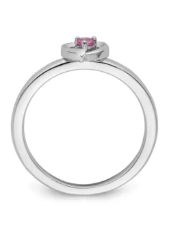 Discount 👍 1/10 ct. t.w. Lab Created Pink Sapphire Heart Stackable Expressions Ring in Sterling Silver by Belk & Co. ✨ -DealsBelk & Co. Store Belk 12461