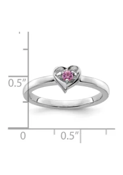 Discount 👍 1/10 ct. t.w. Lab Created Pink Sapphire Heart Stackable Expressions Ring in Sterling Silver by Belk & Co. ✨ -DealsBelk & Co. Store Belk 12463