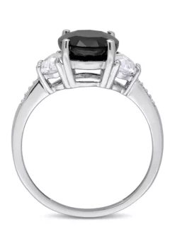 Best Sale ⌛ 4 3/8 CT TGW Black Sapphire, Created White Sapphire and Diamond Accent Cocktail Ring in Sterling Silver by Belk & Co. 👍 -DealsBelk & Co. Store Belk 12468