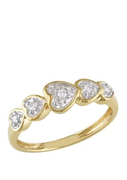 Hot Sale 🧨 1/10 ct. t.w. Diamond Accent Heart Ring in 10K Yellow Gold by Belk & Co. ⌛