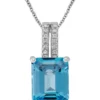 Top 10 🎁 1/10 ct. t.w. Diamond Accent and 4 ct. t.w. Swiss Blue Topaz Pendant with 18 Inch Cable in Sterling Silver by Belk & Co. 🔔