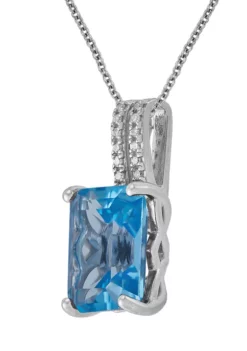 Top 10 🎁 1/10 ct. t.w. Diamond Accent and 4 ct. t.w. Swiss Blue Topaz Pendant with 18 Inch Cable in Sterling Silver by Belk & Co. 🔔 -DealsBelk & Co. Store Belk 12491