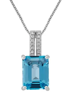 Top 10 🎁 1/10 ct. t.w. Diamond Accent and 4 ct. t.w. Swiss Blue Topaz Pendant with 18 Inch Cable in Sterling Silver by Belk & Co. 🔔 -DealsBelk & Co. Store Belk 12492