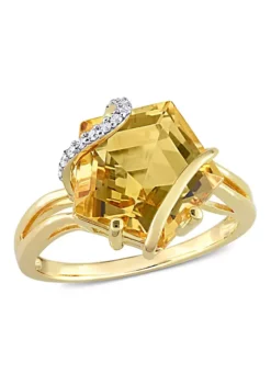 Flash Sale 🤩 Citrine and Diamond Accent Wrapped Ring in Yellow Plated Sterling Silver by Belk & Co. 🎁
