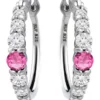 Budget ⭐ 5/8 ct. t.w. Created Pink Sapphires and 5/8 ct. t.w. Created White Sapphire Hoop Earrings in Sterling Silver by Belk & Co. 🔥