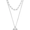 Promo 🎁 Beaded Double Layer Necklace in Sterling Silver by Belk & Co. 🎁
