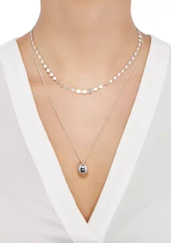 Promo 🎁 Beaded Double Layer Necklace in Sterling Silver by Belk & Co. 🎁 -DealsBelk & Co. Store Belk 12552