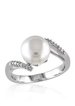 Cheap 😉 Sterling Silver White Cultured Freshwater Pearl and Diamond Ring by Belk & Co. ⌛