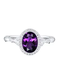 Discount 👏 1.63 ct. t.w. Amethyst and 1/7 ct. t.w. Diamond Engagement Ring in 10K White Gold by Belk & Co. 🎁