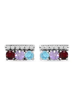 Brand new 😍 3/4 ct. t.w. Multi Gemstone Bar Earrings, Sterling Silver by Belk & Co. 🤩 -DealsBelk & Co. Store Belk 12586