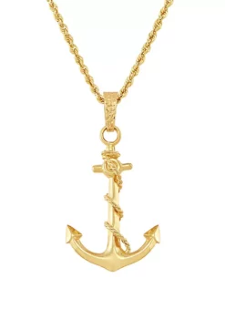 Cheapest 🎉 Anchor Pendant Necklace in 10K Yellow Gold by Belk & Co. 🧨