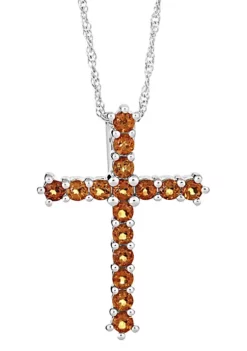 Flash Sale 🛒 Sterling Silver Citrine Cross Pendant Necklace by Belk & Co. 😀