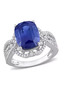 Best deal ⌛ Blue Sapphire Fashion Ring 14k White Gold by Belk & Co. 🎁